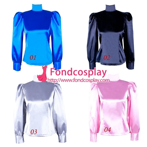 

Атласная Блузка, рубашка, фетиш, готика, на заказ [G1597], горничная Сисси