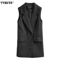 womens waistcoat mid length 2022 spring and autumn new womens korean black ladies blazer elegant high quality
