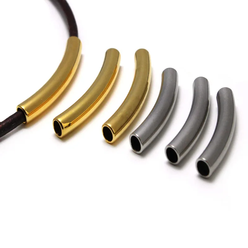 

5pcs/lot Stainless Steel Gold Plaed Curve Tube Spacer Beads Connectors For DIY Jewelry Making Bracelet Necklace Accessories