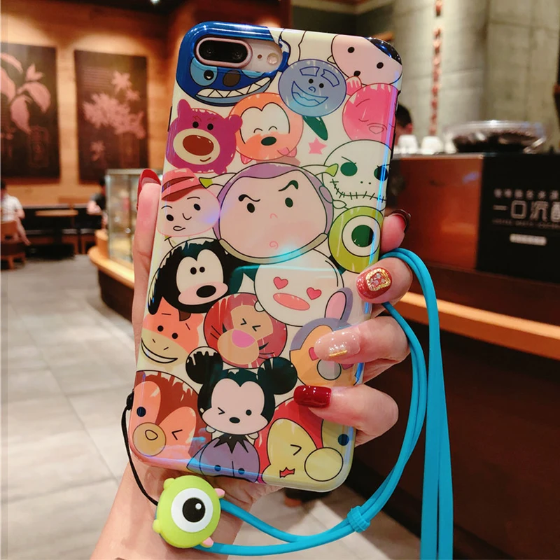 Мягкий чехол с мультяшным рисунком для iPhone 7/8 plus и пленка из закаленного стекла X/XS