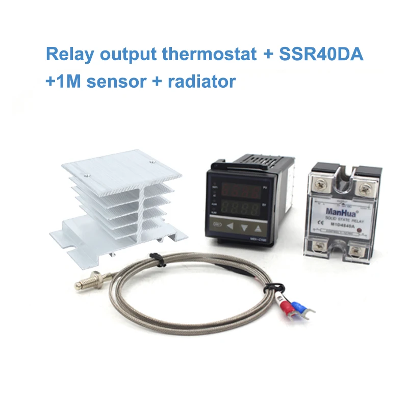 G Цифровой PID контроллер температуры ManHua MEX-C100 REX C100 термостат+ 40DA SSR реле+ K термопара 1 м Зонд RKC - Цвет: G