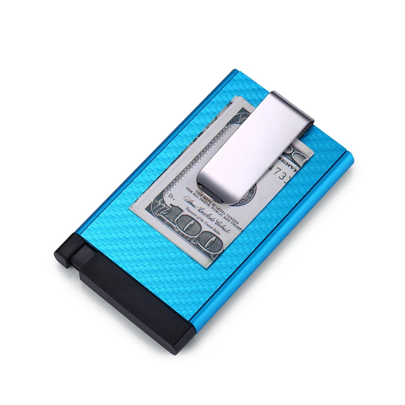

RFID Anti-theft Smart Men Wallet Unisex Automatically Solid Metal Bank Credit Card Holder for 6 Business ID Card Holder