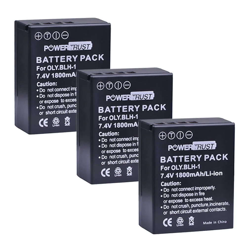 3battery PowerTrust 2 шт. BLH-1 BLH1 BLH 1 сменная батарея и ЖК-USB двойное зарядное устройство для камеры Olympus E-M1 Mark II - Цвет: 3battery
