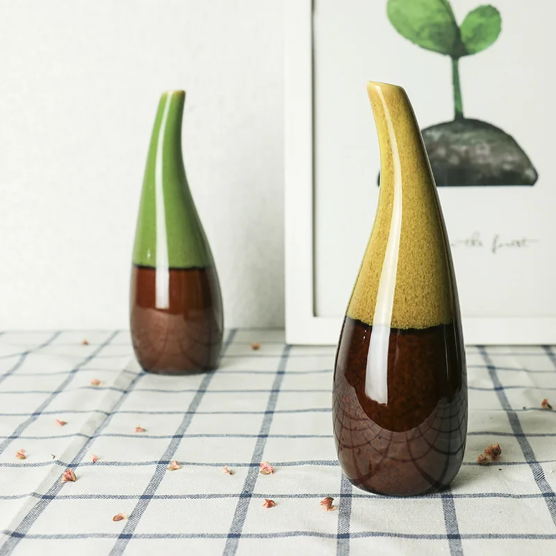 Разноцветная керамическая ваза с цветами нежные украшения для комнаты цветочный