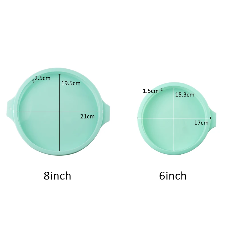 

4/2Pcs 6/8 Inch Silicone Rainbow Cake Round Shape Mold Layered Cake Mold DIY Desserts Pizza Mould Baking Pan Tools green pink