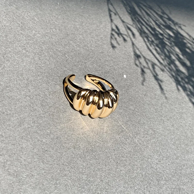 Винтажные минималистский круассан волос ошибка прилив Bump Открытый 14k золотые