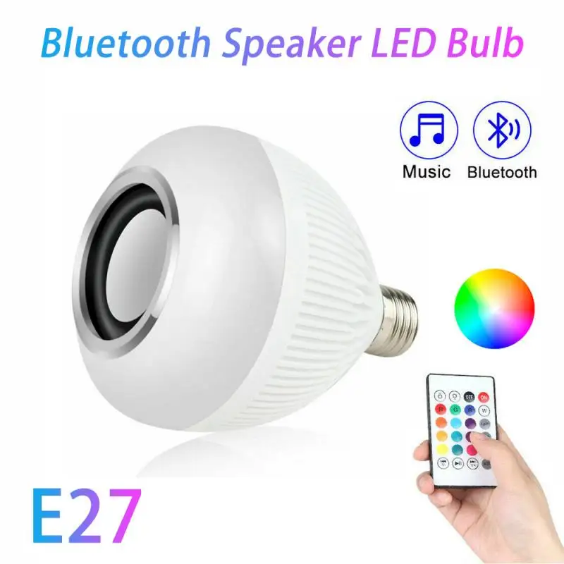 

E27 12W Smart LED Bulb RGB Light Wireless Bluetooth Audio Speaker Music Playing Dimmable Lamp Remote Control Smart Home