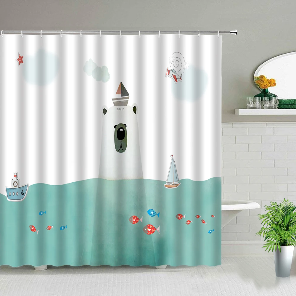 Забавная занавеска для душа в виде собаки милая домашняя кошка слон медведь