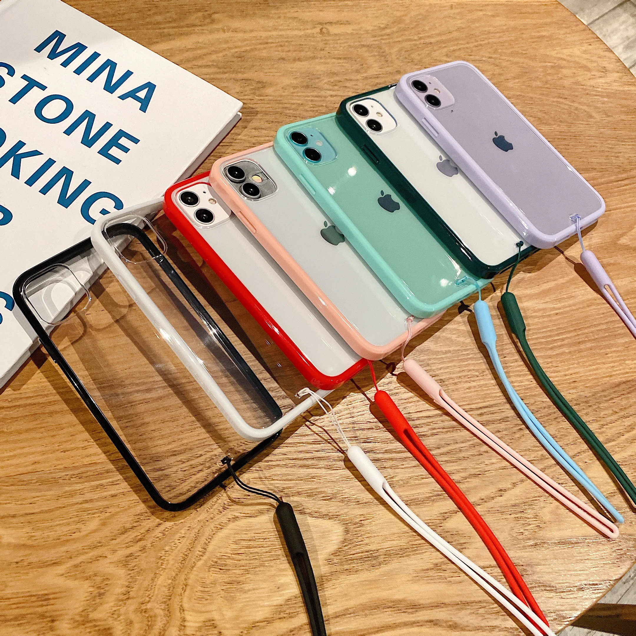 

Luxury Silicone Anti-Drop Lanyard Phone Case, For iPhone 12 11 Pro Max XSmax XS XR X 8 7 Plus Transparent Back Cover