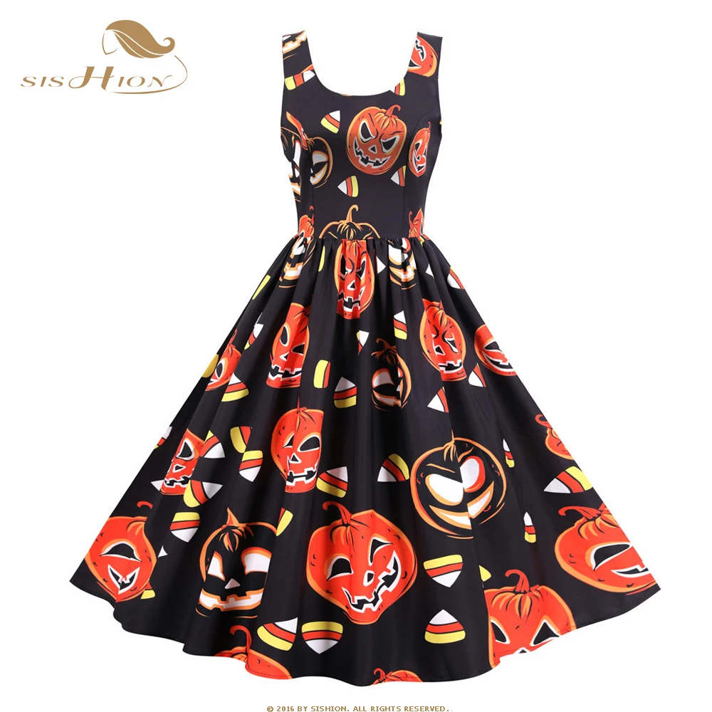 

SISHION 2022 сексуальное Хэллоуин Валентина Рождество платье VD1539 без рукавов трапециевидная качели дешевые вечерние платья черные красные женс...