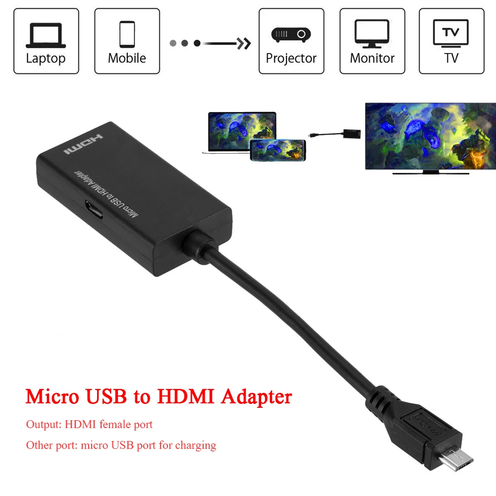 Внешняя видеокарта с кабелем адаптера для мультимонитора Micro USB 2 0 к HDTV адаптер