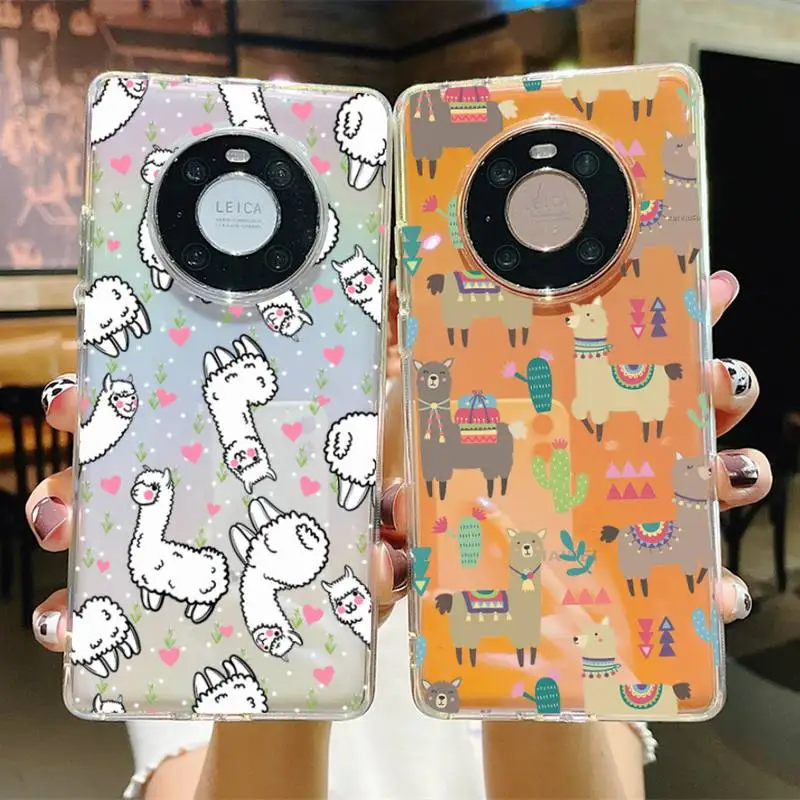 

Kawaii Cute Llama Alpaca Animals Cartoon Phone Case For Huawei P20 30 pro lite Psmart 2019 Y5 6 7 Honor 8 10 i lite Mate 20lite