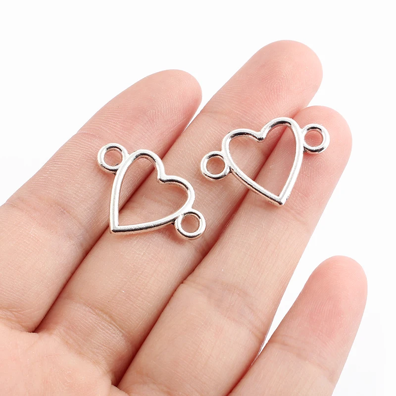 

20pcs Pendant Connector Accessories Hollow Open Heart Charms Connector For Bracelet Anklet Jewelry Making Findings