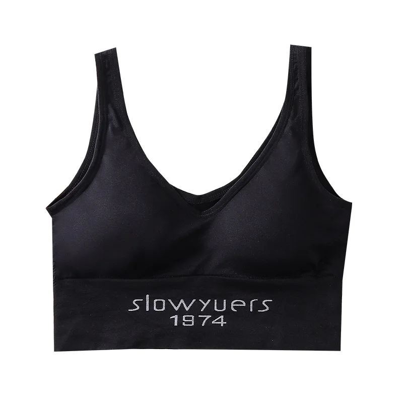 

Japanese Sexy Seamless Women Sports Bra Breathable Sleep Bras No Steel Ring Ladies Black Fitness Vest Female Student Simple 2021