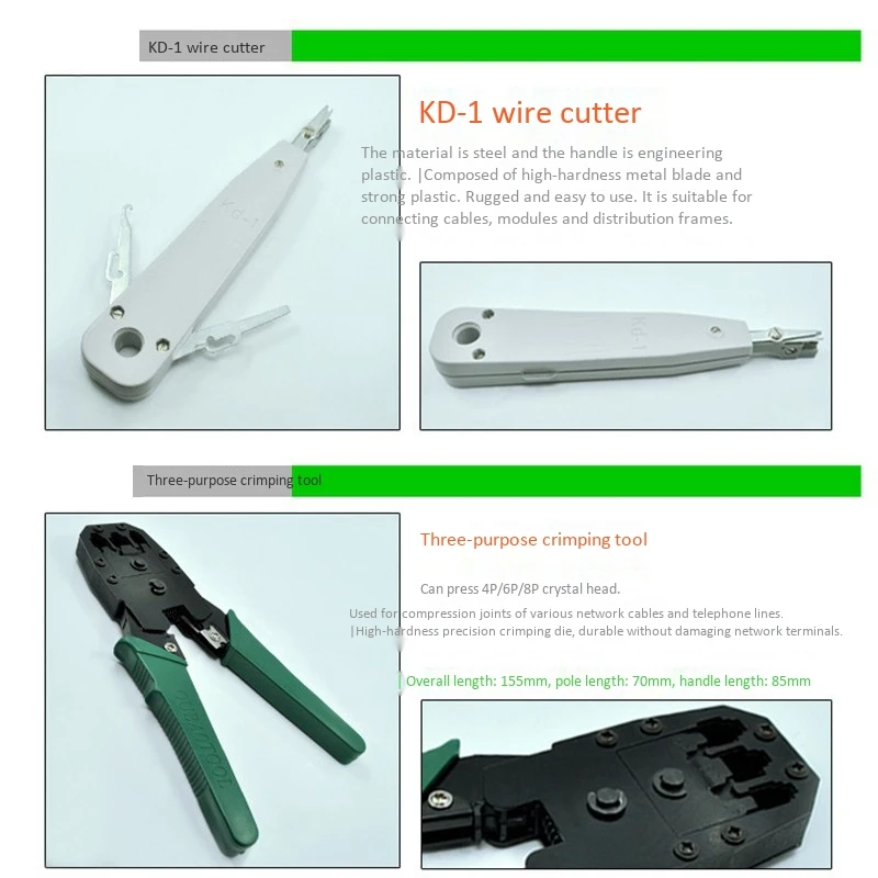 Network Cable Tester Tool Lan Tester RJ45 Crimping Pliers Portable LAN Network Repair Tool Kit Crimper Clamp