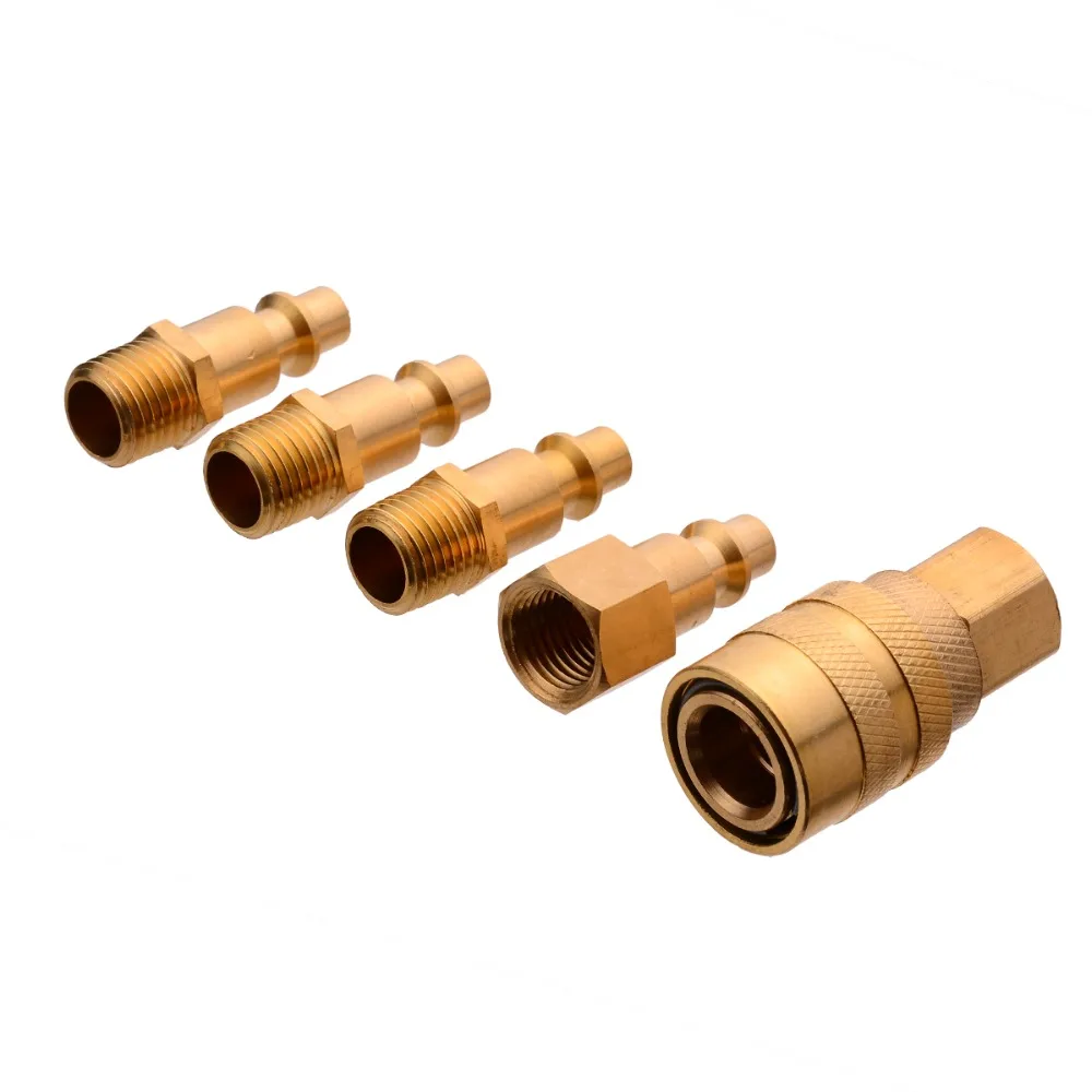 5pcs 1/4 Inch Solid Brass Quick Coupler Set Air Hose Connector Fittings NPT Plug Female Male Plugs Pneumatic Parts | Обустройство