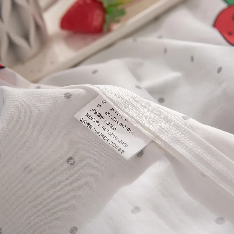 Белый пододеяльник комплекты из хлопка с принтом клубника одеяло покрывало один