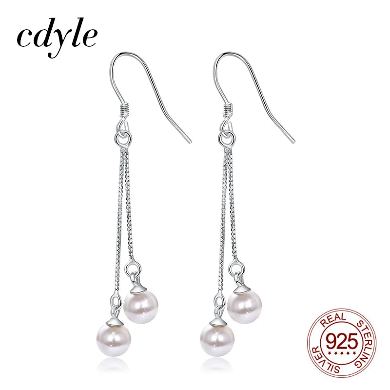 Женские серьги из серебра 925 пробы с двумя жемчужинами|Серьги-подвески| |