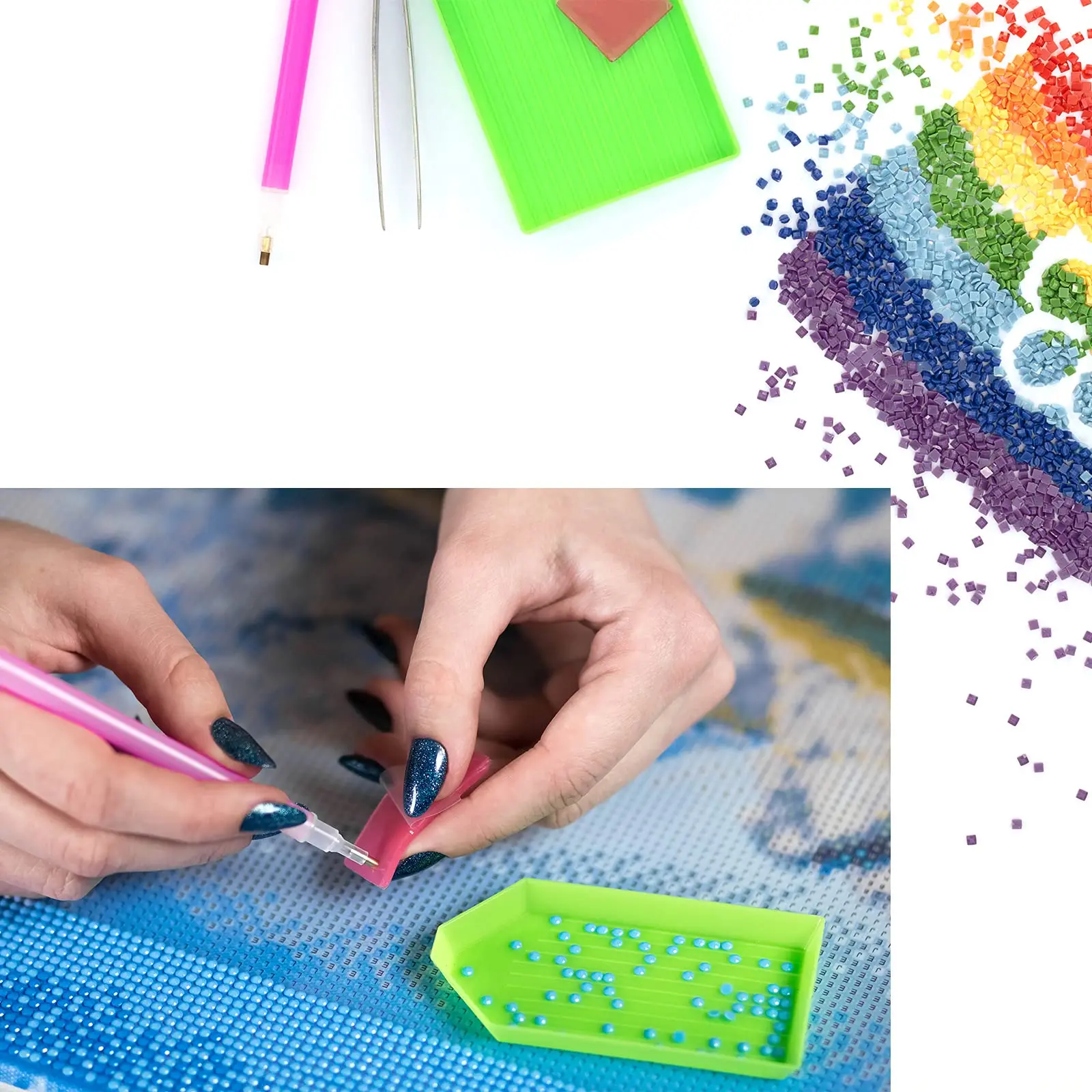 Алмазная живопись 6 шт./коркор. 5D с футляром для хранения глиняные аксессуары