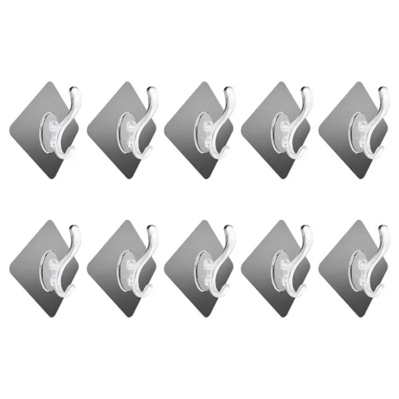 

10PC Adhesive Hooks Heavy Duty Wall Hook for Hanging Clothes/Hat/Scarlf/Bag/Towel Kitchen Bedroom Bathroom Waterproof Wall Hang