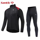 Santic мужские зимние велосипедные комплекты, куртки для велоспорта, штаны, флисовый спортивный костюм, термальные костюмы MTB, теплые велосипедные ветрозащитные