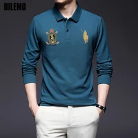 2021 new fashion brand men polo shirts for men plain casual designer long sleeve solid color tops top grade mens clothing