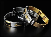 colorful stainless steel punk jesus cross watch belt bracelets women men couple original charm chain bangles bracelet diy gift