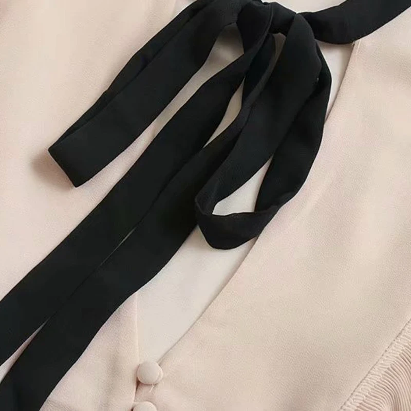 Элегантная Прозрачная женская блузка с V образным вырезом и оборками шифоновая