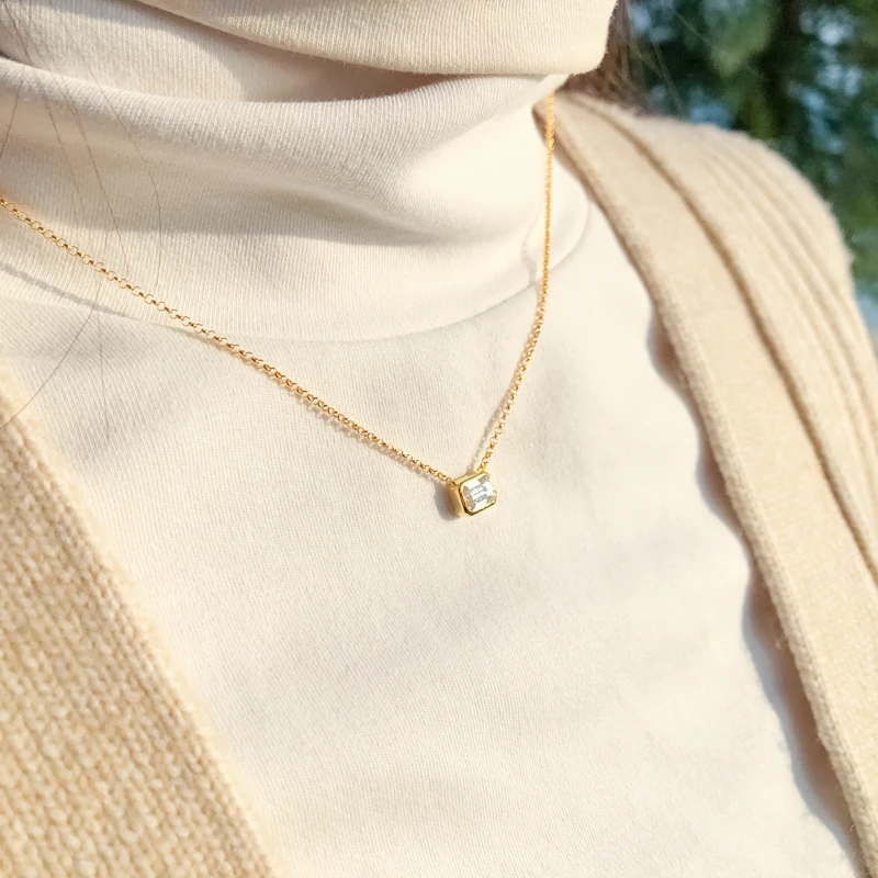 IOGOU Real 1Ct D Color Moissanite Diamond Pendant Necklace 100% 925 Sterling Silver Sparkling Engagement Wedding Pendant Jewelry