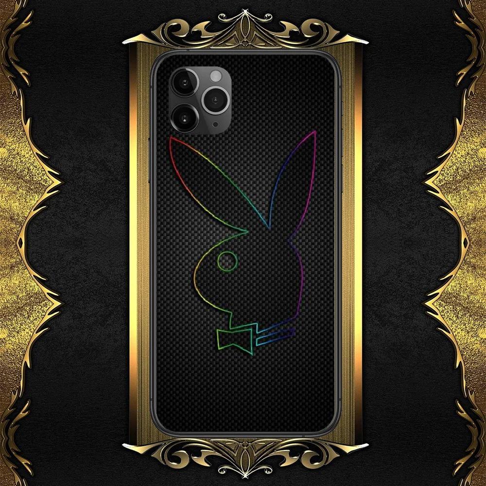 

Luxury Playboyes Phone Case Cover Hull For iphone 5 5s se 2 6 6s 7 8 12 mini plus X XS XR 11 PRO MAX black soft funda painting