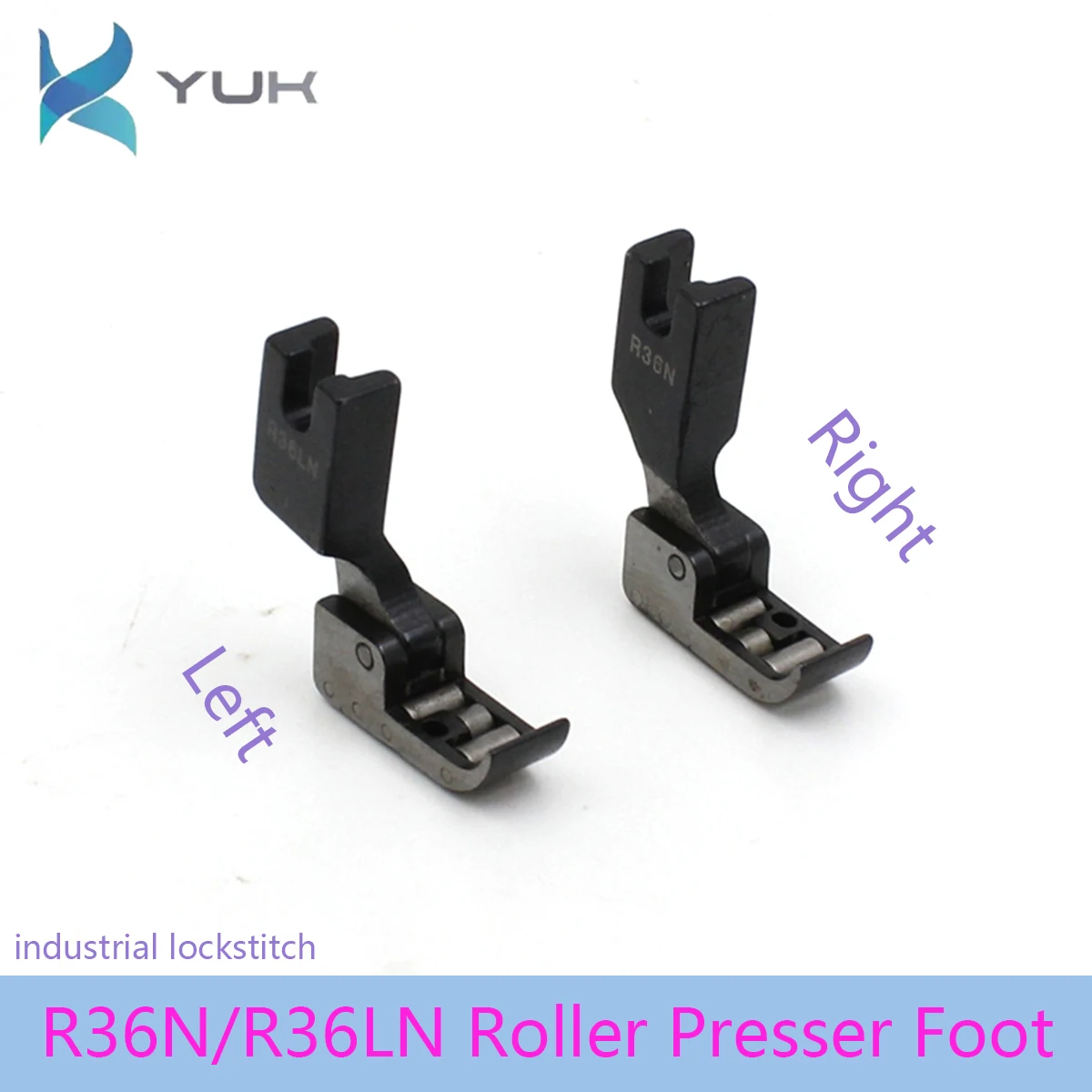 

1PCS Sewing Machine Parts Presser Foot R36N R36LN Industrial Left and Right Narrow Hinged Roller Foot with Wheel on Bottom