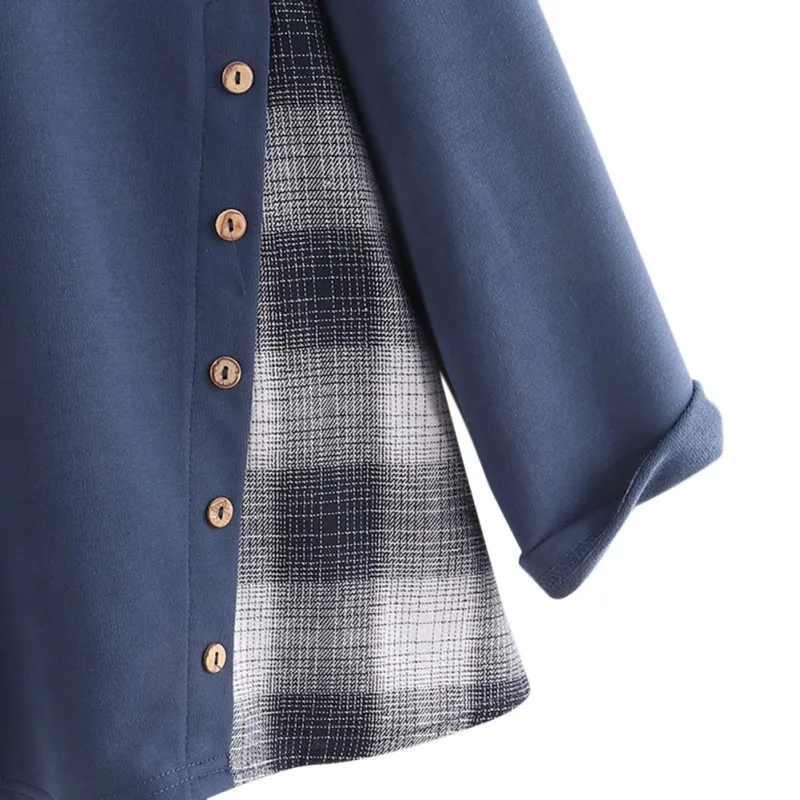 Новые клетчатые Лоскутные толстовки женские осенние зимние с капюшоном