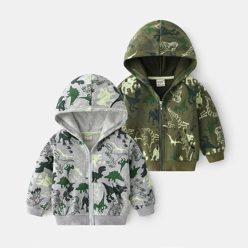 

Children Outerwear Boy Hoodies Sweatshirts With Zipper Baby Boy Clothes Printed Dinosaurs Kids Clothes Outfit Shirt For School