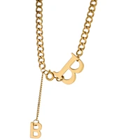 stainless steel letter b pendan necklaces fashion punk jewelry chain chunky necklace for women girl