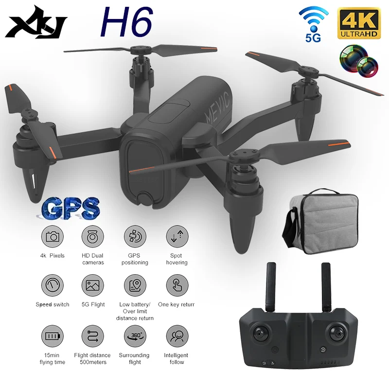 

2020 новый GPS Дрон H6 4K HD ESC камера 5G WiFi Fpv фиксированная высота складной Квадрокоптер Радиоуправляемый Дрон игрушка для детей