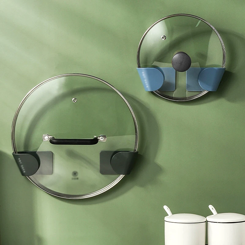 

2pcs Kitchen Pot Lid Holder Wall-Mounted Hanging Holder for Pan Pot Cover Rack Kitchen Organizer Plastic Kitchen Storage Rack