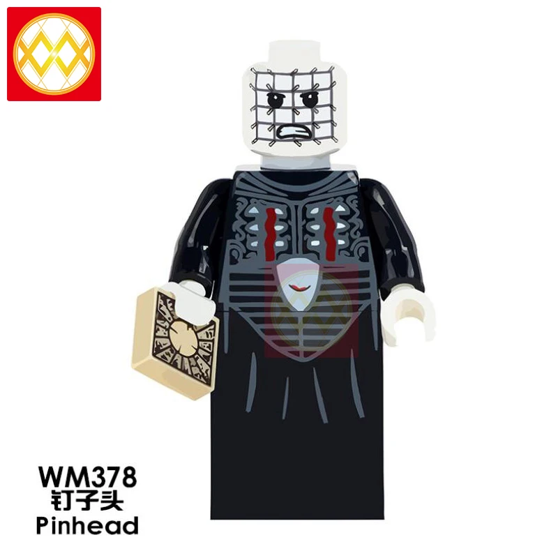 WM378pinhead Фильм ужасов WM6075 ужас Хэллоуин Фредди Майерс Джек Скеллингтон зомби Эрика дравена Билла Джейсона строительные блоки игрушки для детей - Цвет: WM378pinhead