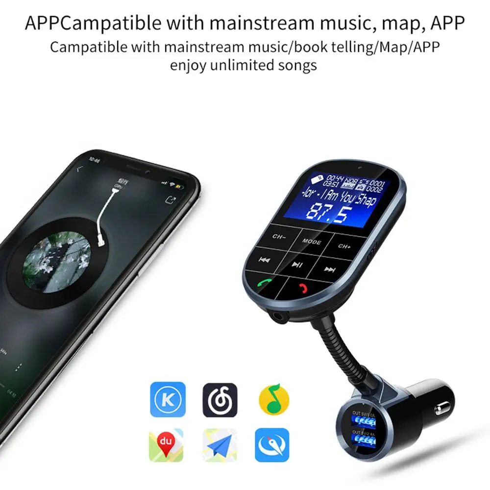 

Vehemo, ЖК-дисплей, Автомобильный MP3-плеер, автомобильный Радио адаптер, свободные руки, QC3.0 для вентиляции, fm-передатчик, универсальный fm-переда...