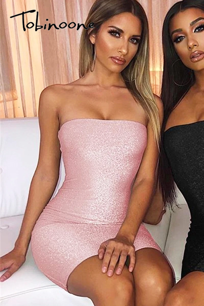 Розовый Tobinoone, сексуальное женское платье, элегантное, вечернее, короткое платье, повседневное, без рукавов, летнее платье, Vestidos, с вырезом лодочкой, платье для ягодиц - Цвет: Розовый
