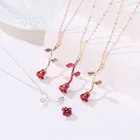 Женское ожерелье с подвеской в виде цветка, красное, розовое ожерелье для девушек, цепочки золотого цвета, ботаническое ожерелье без шеи, изысканная Модная бижутерия для женщин
