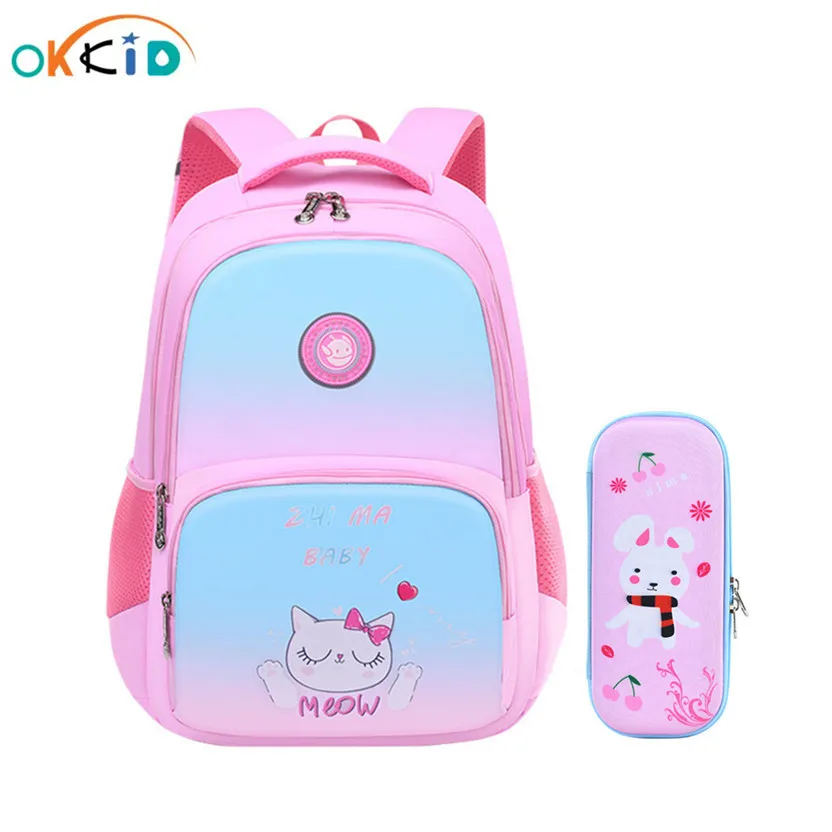 

2 шт./компл., школьный рюкзак OKKID для учеников начальной школы для девочек, жесткий школьный пенал из ЭВА для ручек и карандашей для мальчиков