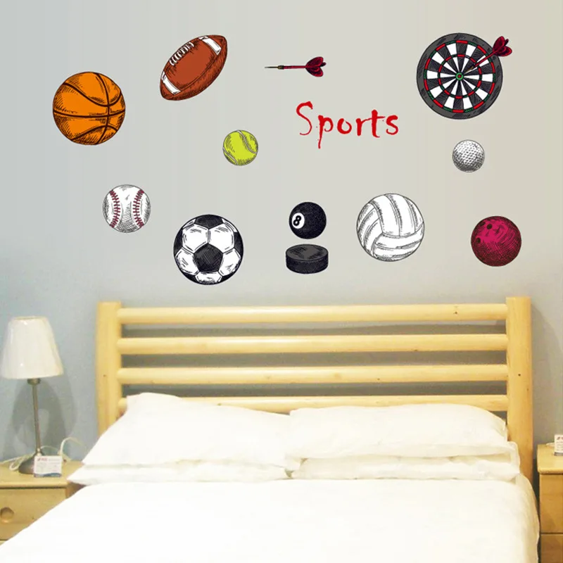 

Cartoon Ball Wall Stickers for Kids Rooms Cabinet Wall Decoration Kindergarten Layout Wallpaper Basketball Football Decals