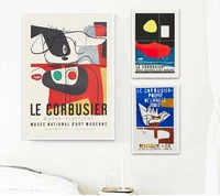le corbusier exhibition poster 1954 french art museum print cubism style mid century modern wall art canvas painting decor