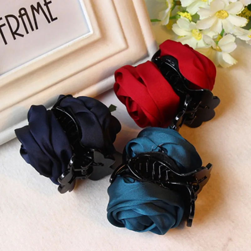 Женская заколка-краб для волос пластиковая заколка с цветами розы |