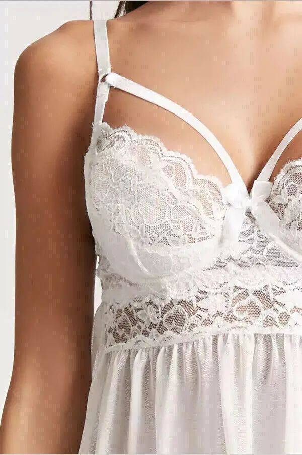 Женское сексуальное нижнее белье Babydoll стринги кружевные черные белые ночные
