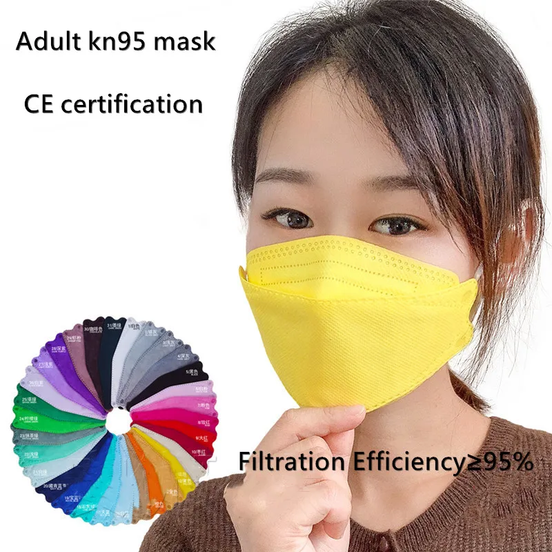

10pcs Mask fpp2 Approved ffp2mask 4d Korean Fish Mask Black Mouth Respiratory Mask ffp2 kn95 Face masks ffp2reutilizable FFPP2