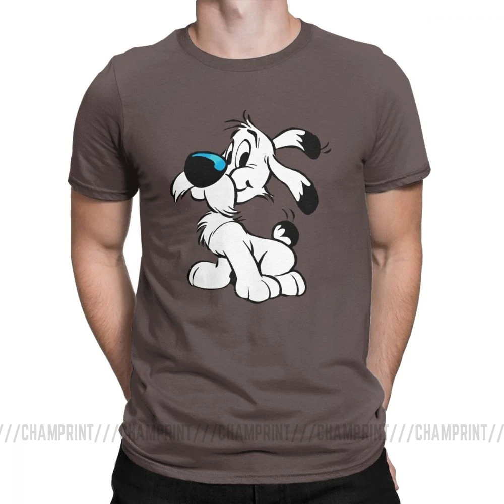 Мужские футболки Asterix And Obelix Новинка хлопковые футболки с коротким рукавом Dogmatix Idefix Ideafix Obelix футболка для собак топы размера плюс - Цвет: Коричневый