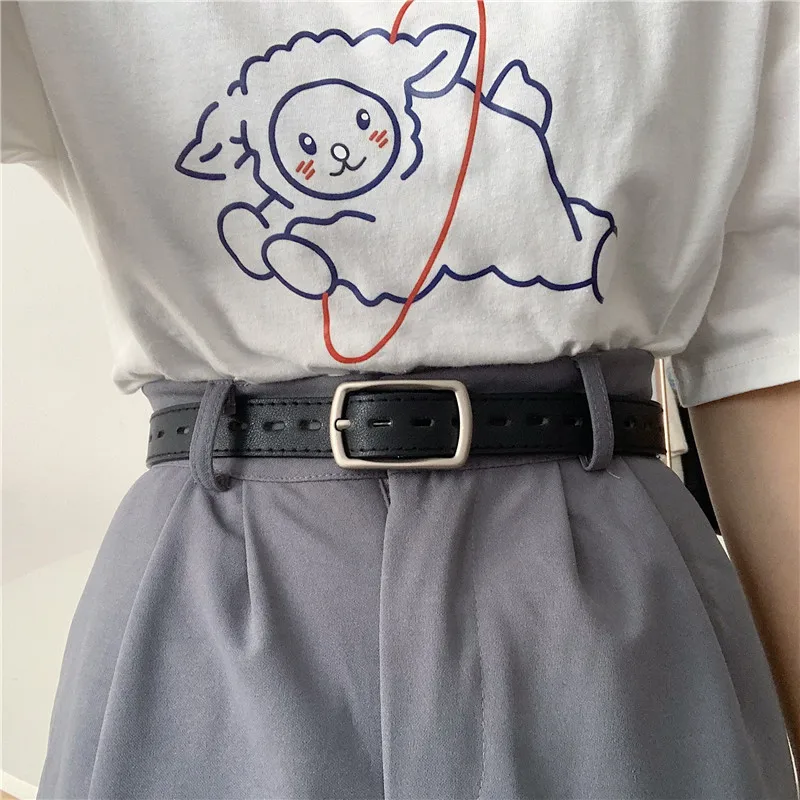 

Корейский все отверстия Женская мода все-матч декоративные простые джинсы для девочек мужской ремень перфорация Ins Стиль