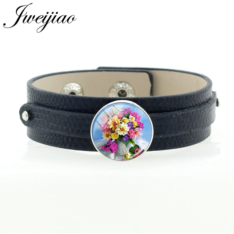 JWEIJIAO фотография искусства цветов стеклянный кабошон модный браслет