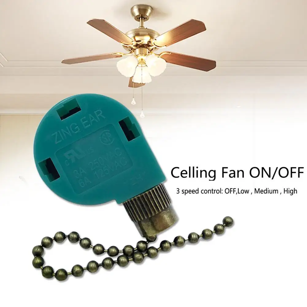 

1 Pcs Switches Blue EU/US Replacement Adjustable Speed Pull Chain Ceiling Fan Switch Control Button